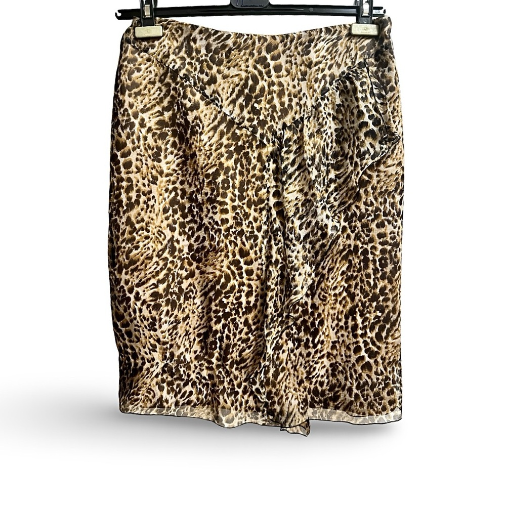 BLUMARINE Leopard Print Silk Skirt